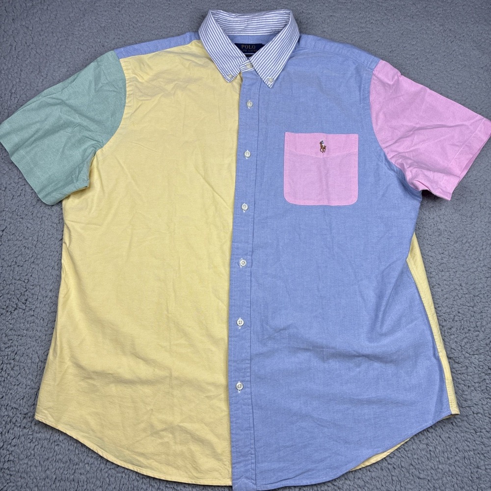 Polo Ralph Lauren Classic Fit Oxford Fun Shirt Men's XL Colorblock Pastel